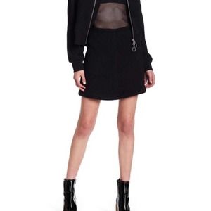 NWT Kendall & Kylie Black Mini Skirt A-Line Ribbed High Waist Minimalist Medium